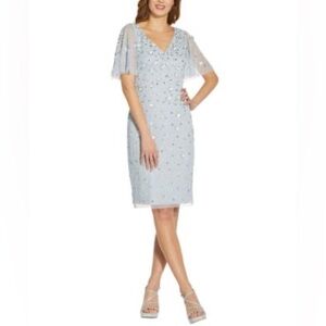 Adrianna Papell sequin flutter sleeve dress NWT